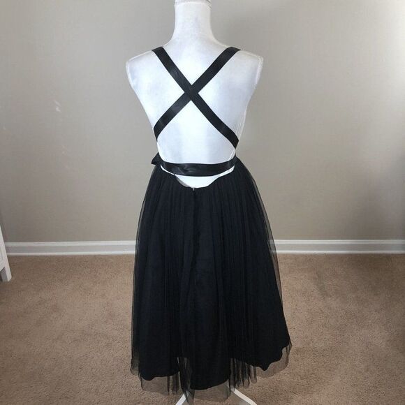 Asos Tulle Dress Size 8 Black White Ballerina Prom Fairie Ribbon Wrap Bodice - Picture 8 of 12